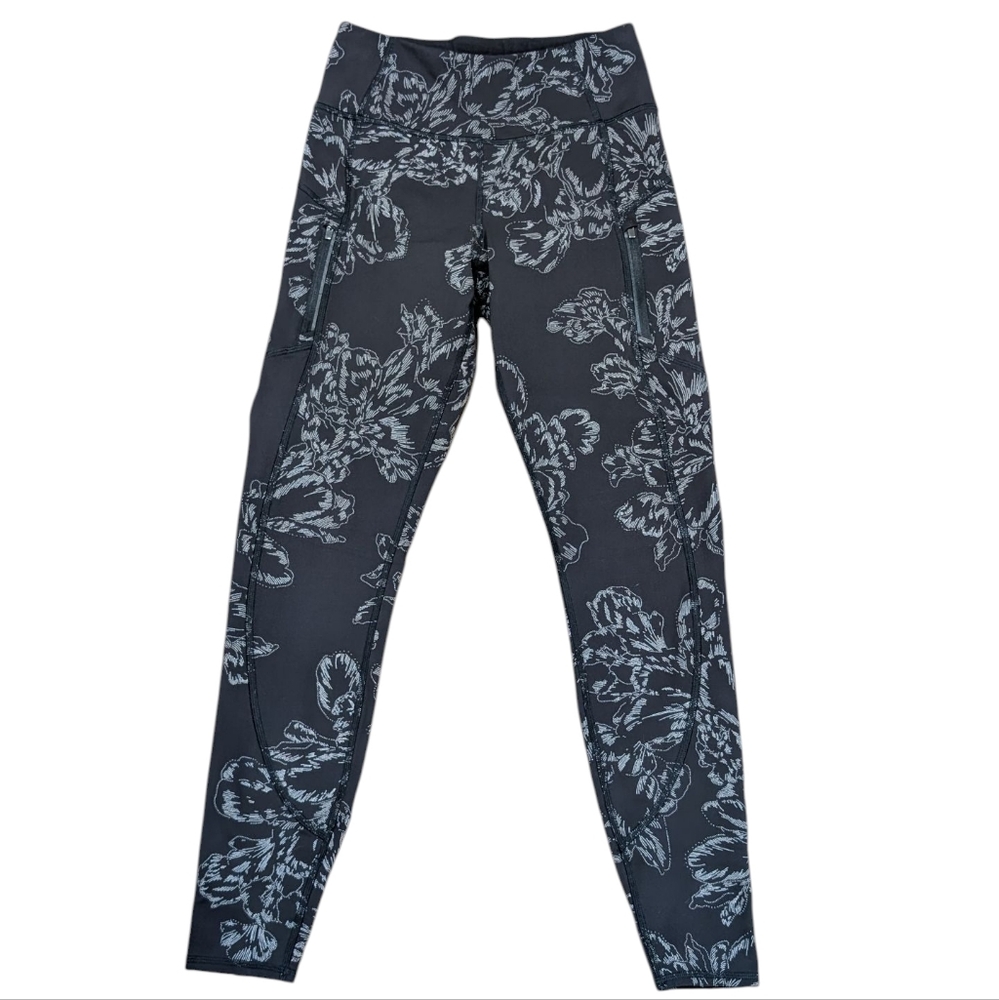 ATHLETA Rainier Reflective Tight Legging XS Extra Small, Black Bloom Winter